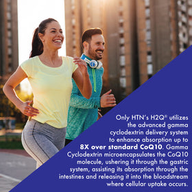 H2Q CoQ-10 capsule ouverte montrant le contenu