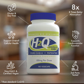 H2Q CoQ-10 capsules sur une surface