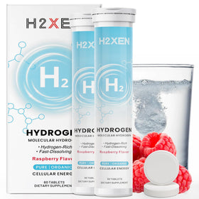 H2XEN Tablettes d'Hydrogène Moléculaire 60 Comprimés Saveur Framboise - vue de face