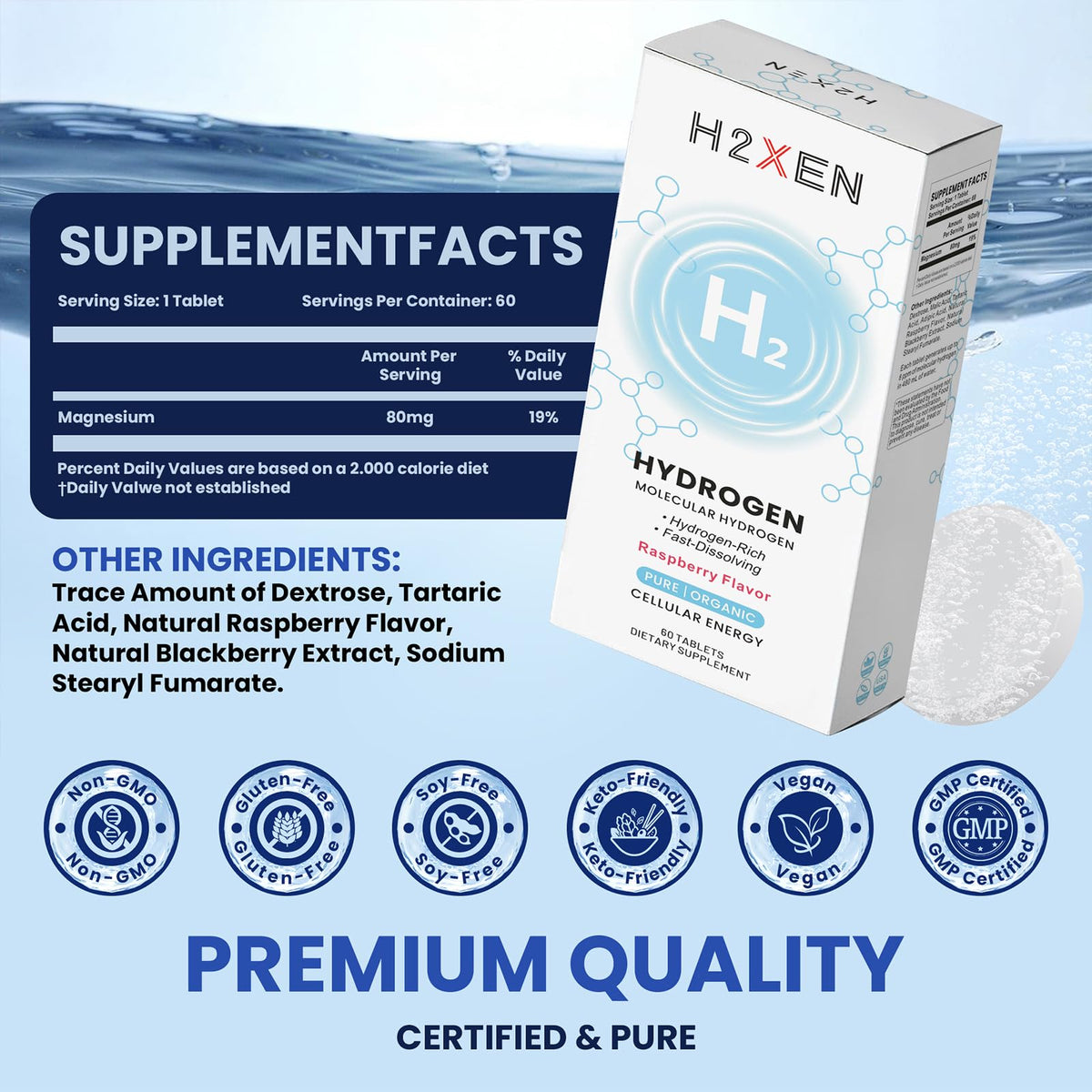 H2XEN Tablettes d'Hydrogène Moléculaire - emballage