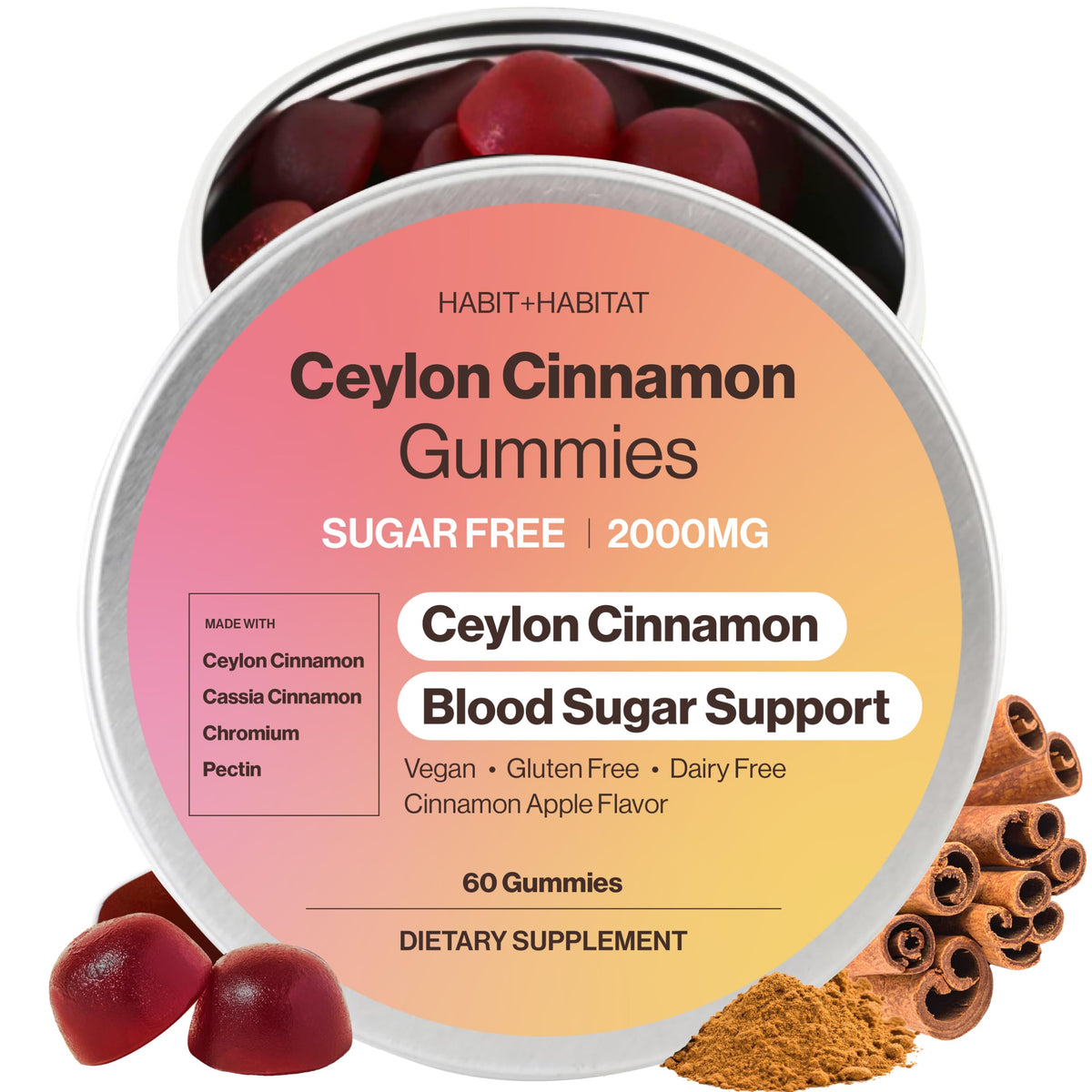 Habit + Habitat Gummies de Cannelle Ceylan en boîte sans plastique