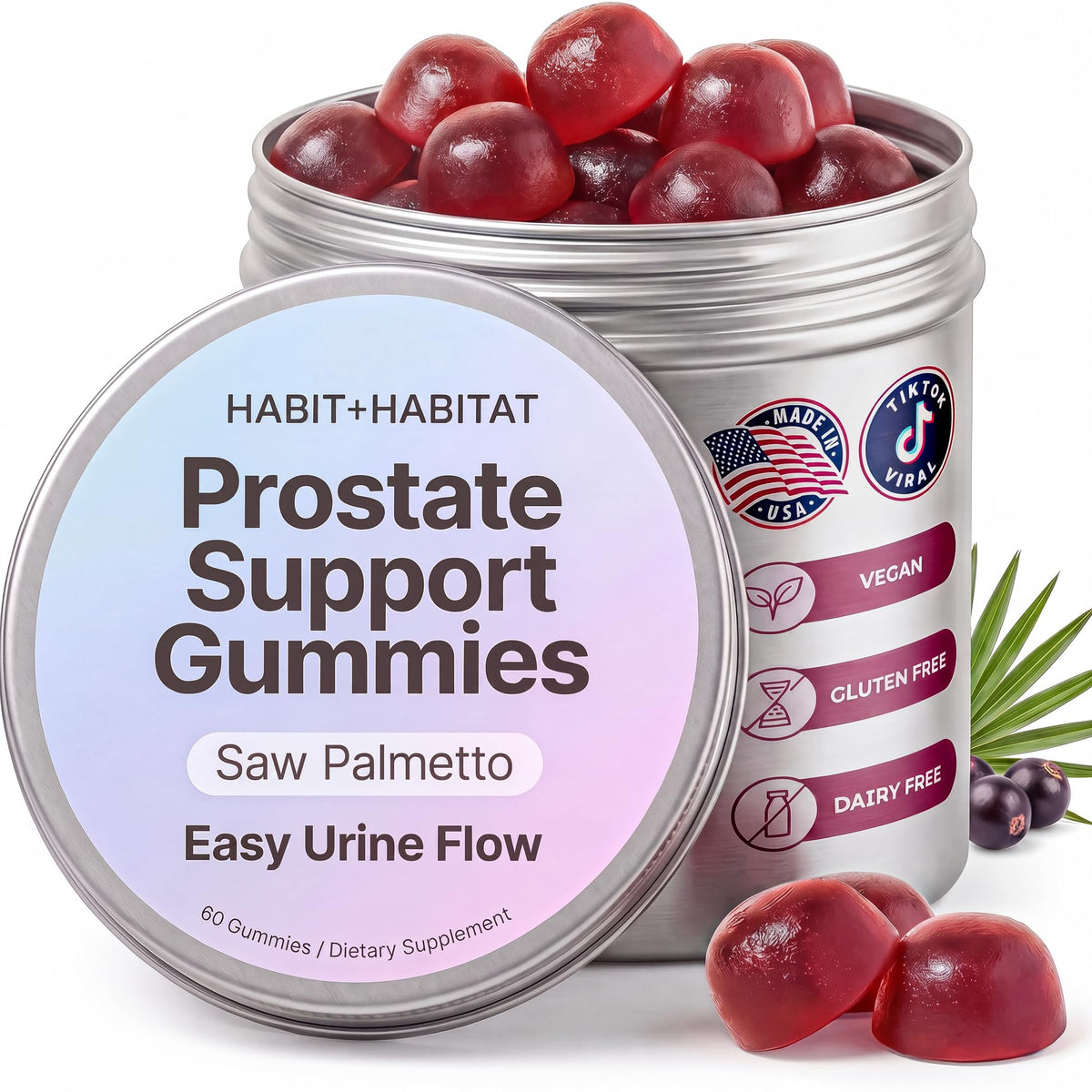 Habit + Habitat gummies de santé prostatique 60 unités, packaging avant