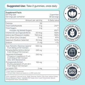 Habit + Habitat gummies de santé prostatique, informations nutritionnelles sur l'emballage