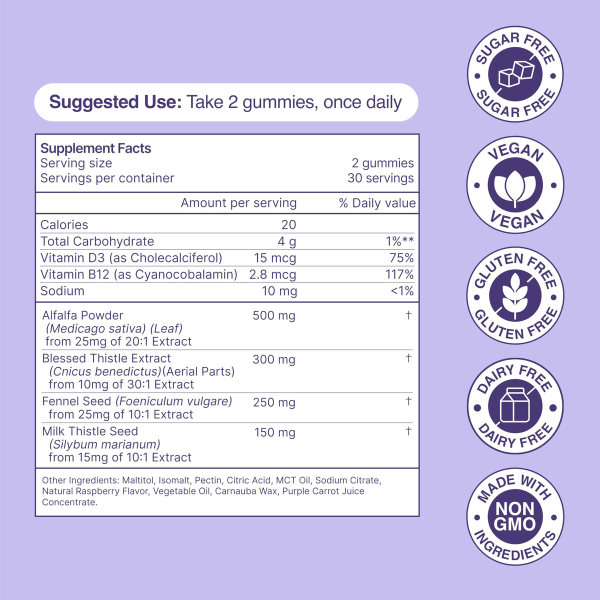 Habit + Habitat Gummies de soutien hépatique 181g ingrédients