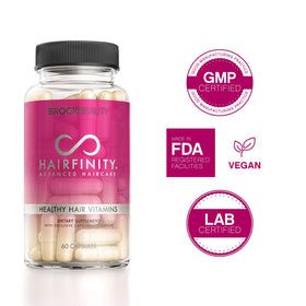 Hairfinity Compléments Alimentaires pour Cheveux sur fond blanc