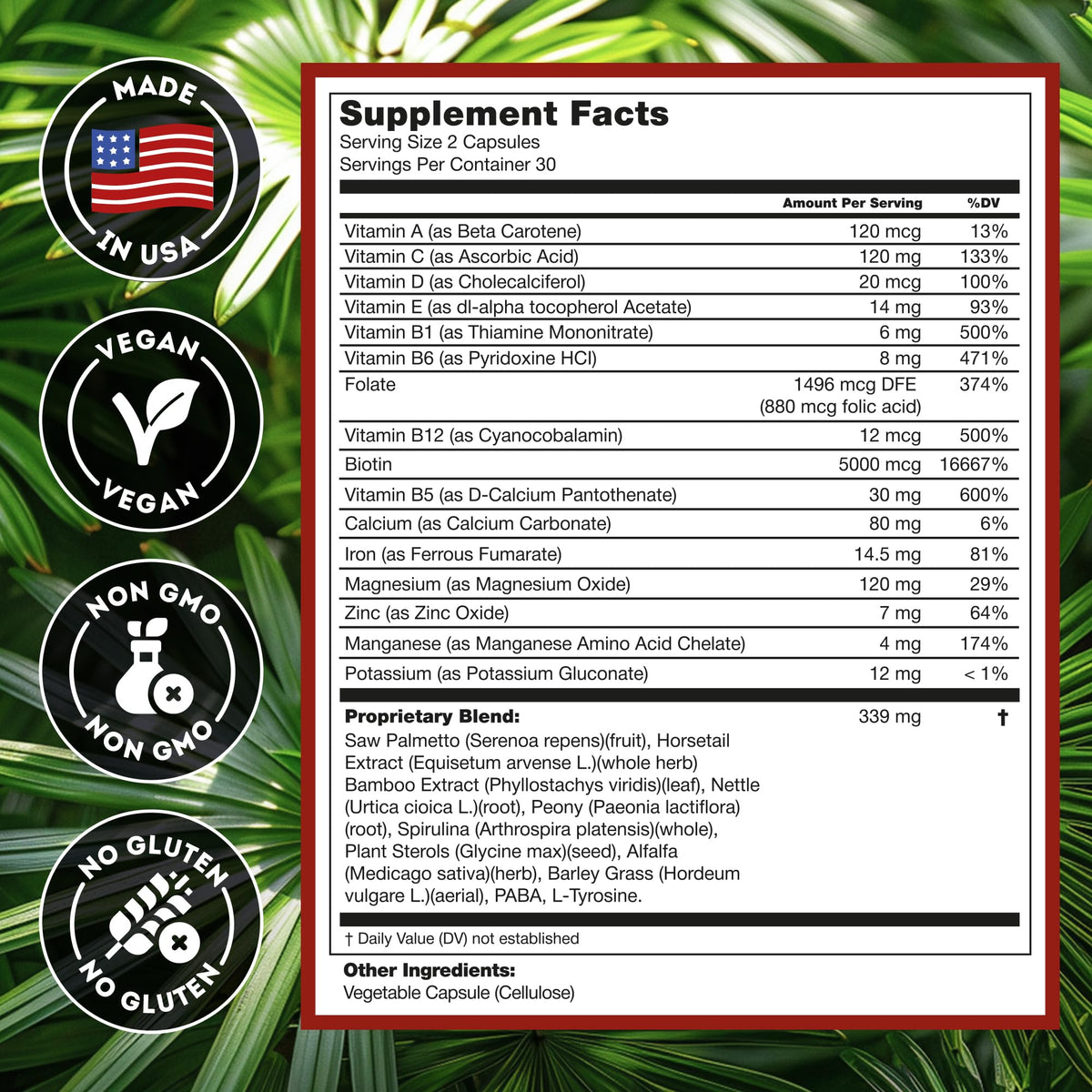 Hairo Nutrition ingrédients naturels du complément alimentaire