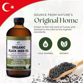 HalalEveryDay Huile de graines noires bio avec cuillère