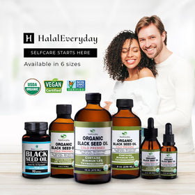HalalEveryDay Huile de graines noires bio dans un placard