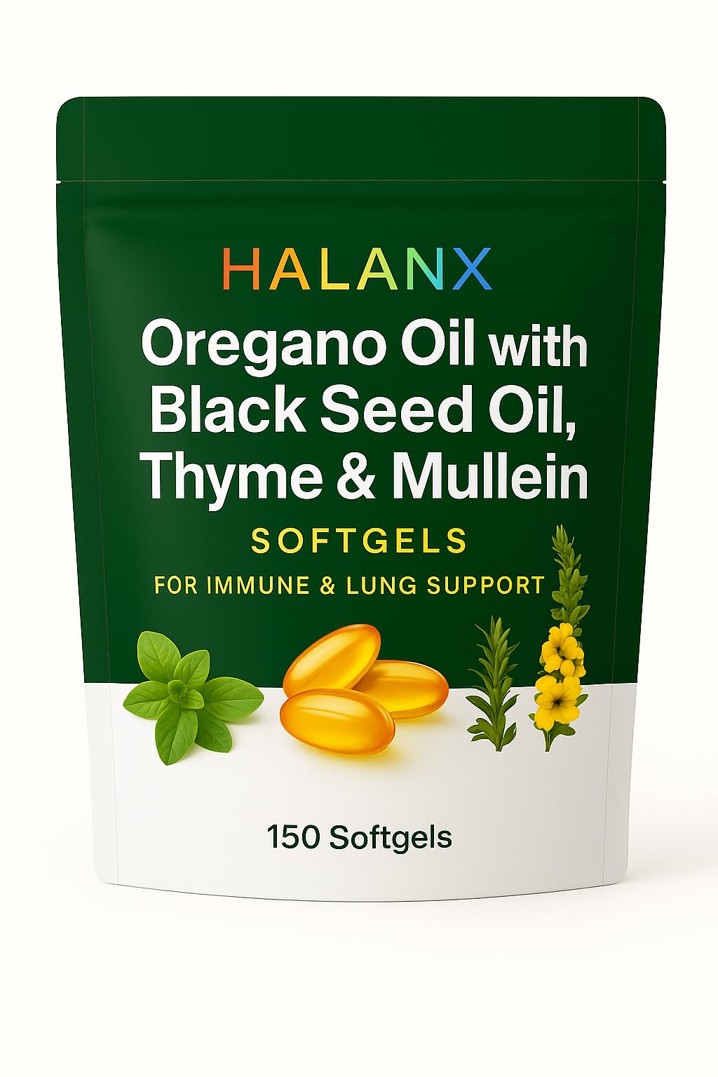 Halanx Huile d'Origan Gélules 150 Softgels vue de face