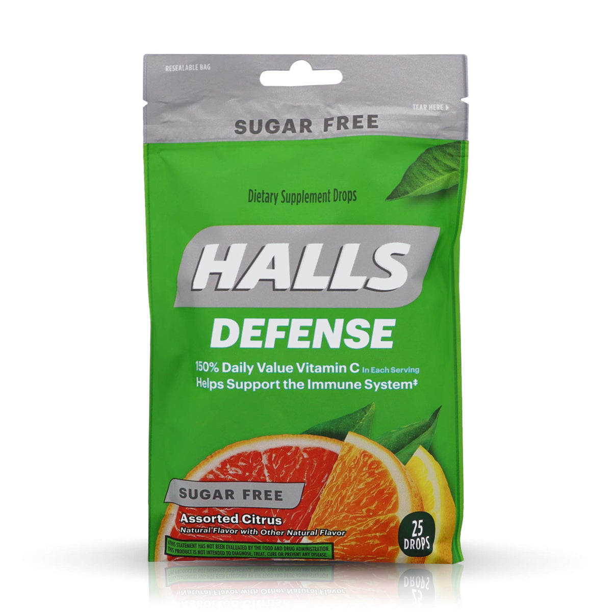 HALLS bonbons vitamine C sans sucre agrumes assortis paquet avant