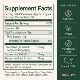 Haloven Gummies de Chlorophylle Menthe dans une main