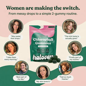 Haloven Gummies de Chlorophylle Menthe montrant la texture