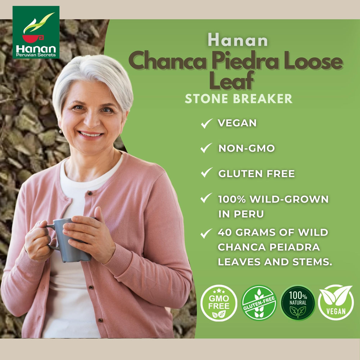 Hanan Chanca Piedra 40g étiquette sur l'emballage