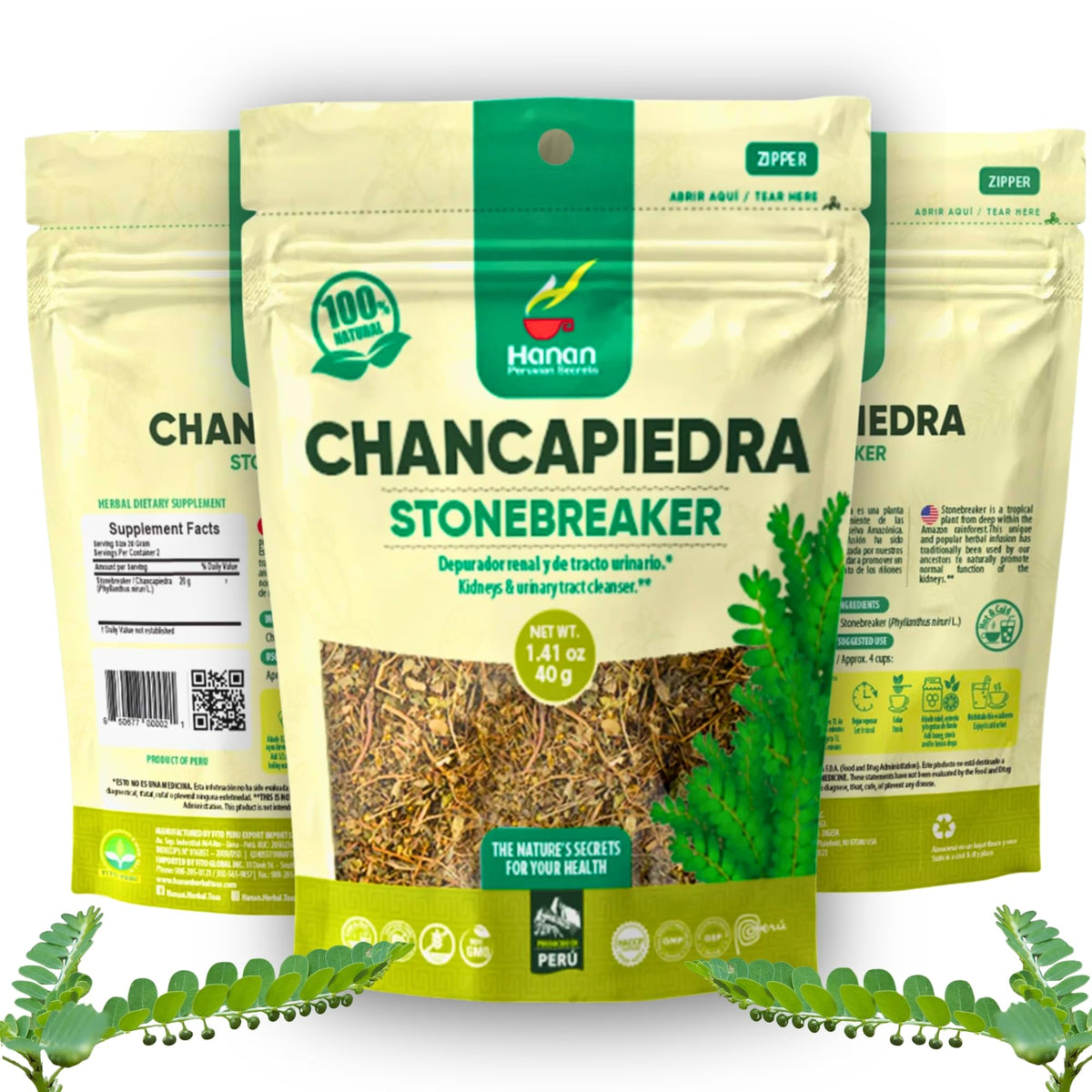 Hanan Chanca Piedra Thé Herbal 120g paquet avant