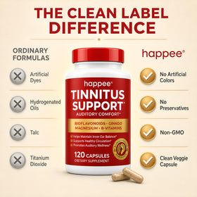 Happee Complément Alimentaire Tinnitus 120 Capsules étiquette