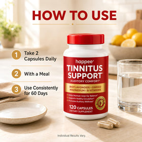 Happee Complément Alimentaire Tinnitus 120 Capsules ouvert