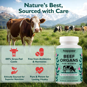 Happee flacon de capsules d'organes de boeuf ouvert