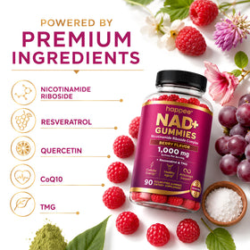 Happee Gummies NAD+ 1000mg 90 Ct arrière de la boîte