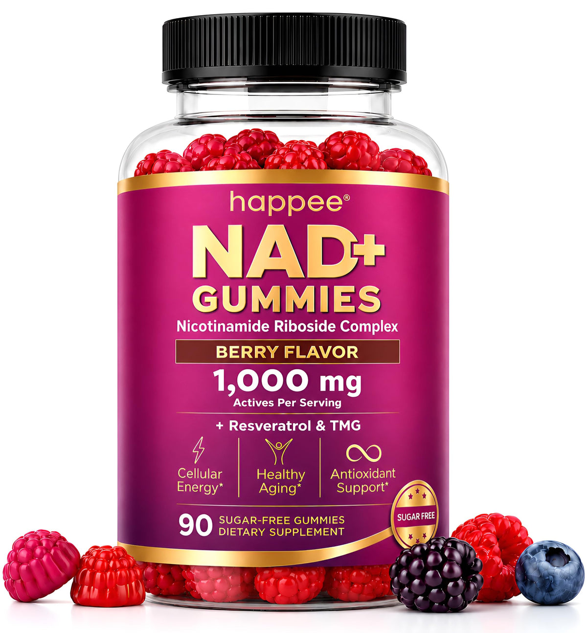 Happee Gummies NAD+ 1000mg 90 Ct boîte avant