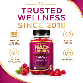 Happee Gummies NAD+ 1000mg 90 Ct ingrédients détaillés