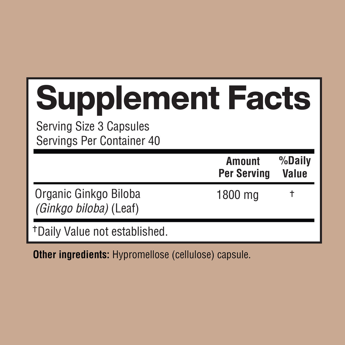 Happi Mi Nutrition Ginkgo Biloba capsules in a clear bottle
