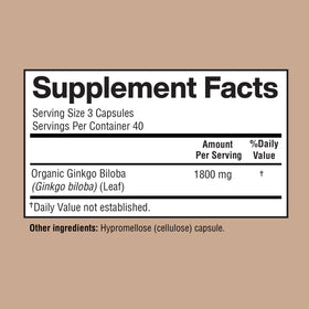 Happi Mi Nutrition Ginkgo Biloba capsules in a clear bottle
