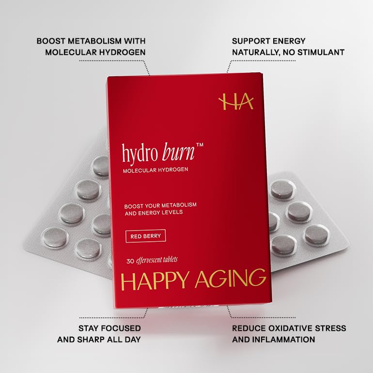 Happy Aging Tablettes d'Hydrogène Moléculaire H2 comprimé effervescent dans un verre d'eau