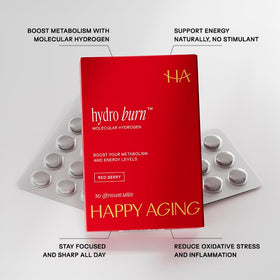 Happy Aging Tablettes d'Hydrogène Moléculaire H2 comprimé effervescent dans un verre d'eau