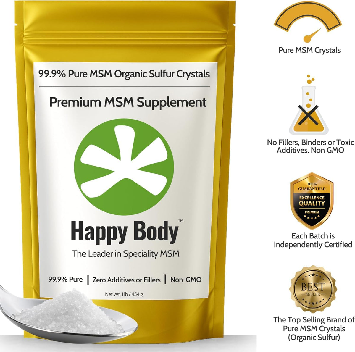 HAPPY BODY Cristaux de Soufre Biologique 467g vue arrière