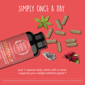 Happy Healthy Hippie a balanced routine, gélules avec un verre d'eau