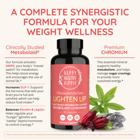 Happy Healthy Hippie a balanced routine, gélules dans une main
