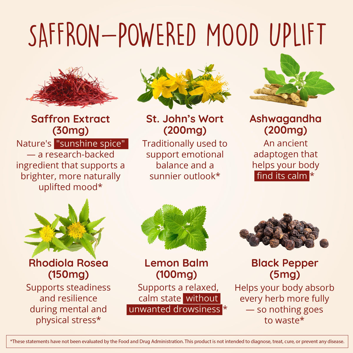 Happy Healthy Hippie Joy-Filled with Saffron 30mg capsules with ingredients
