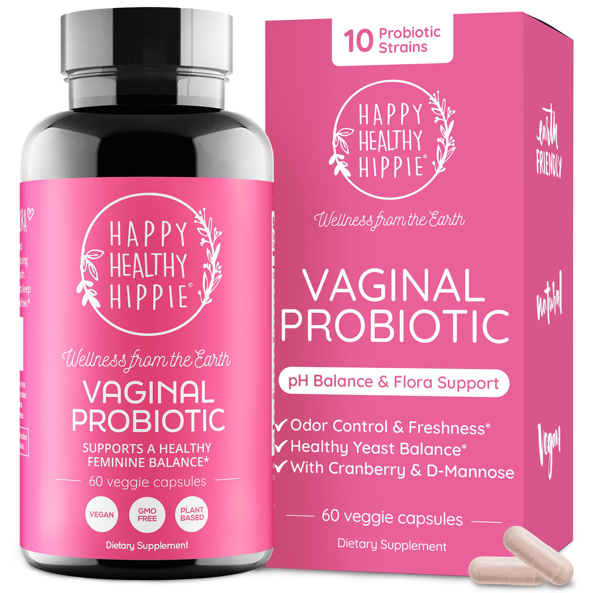 Happy Healthy Hippie Probiotique Vaginal 60 capsules vue de face