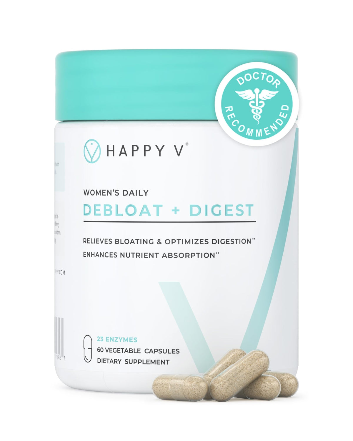 Happy V Complément Alimentaire Multi-Enzymes 60 Capsules Végétales vue avant