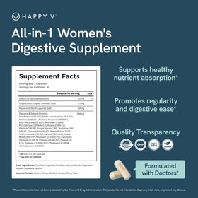 Happy V Complément Alimentaire Multi-Enzymes sur fond blanc