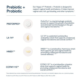 Happy V Probiotiques sur un fond neutre