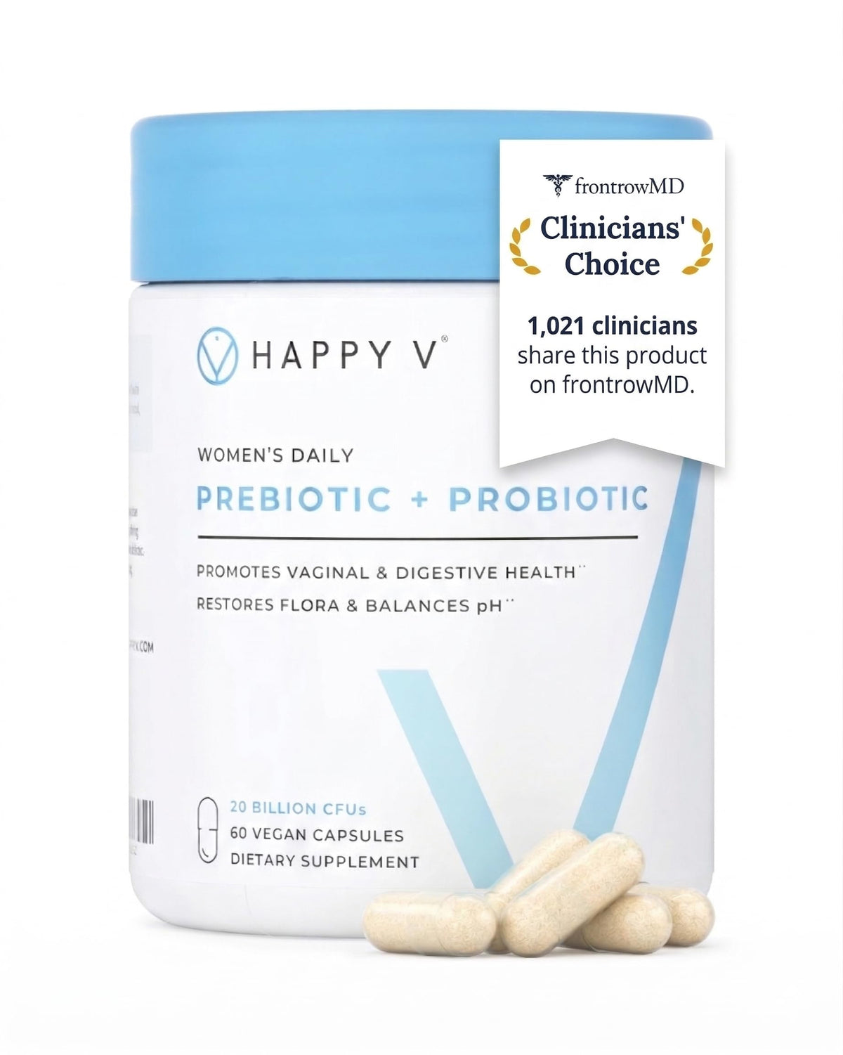 Happy V Probiotiques Vaginales 30 capsules vue de face