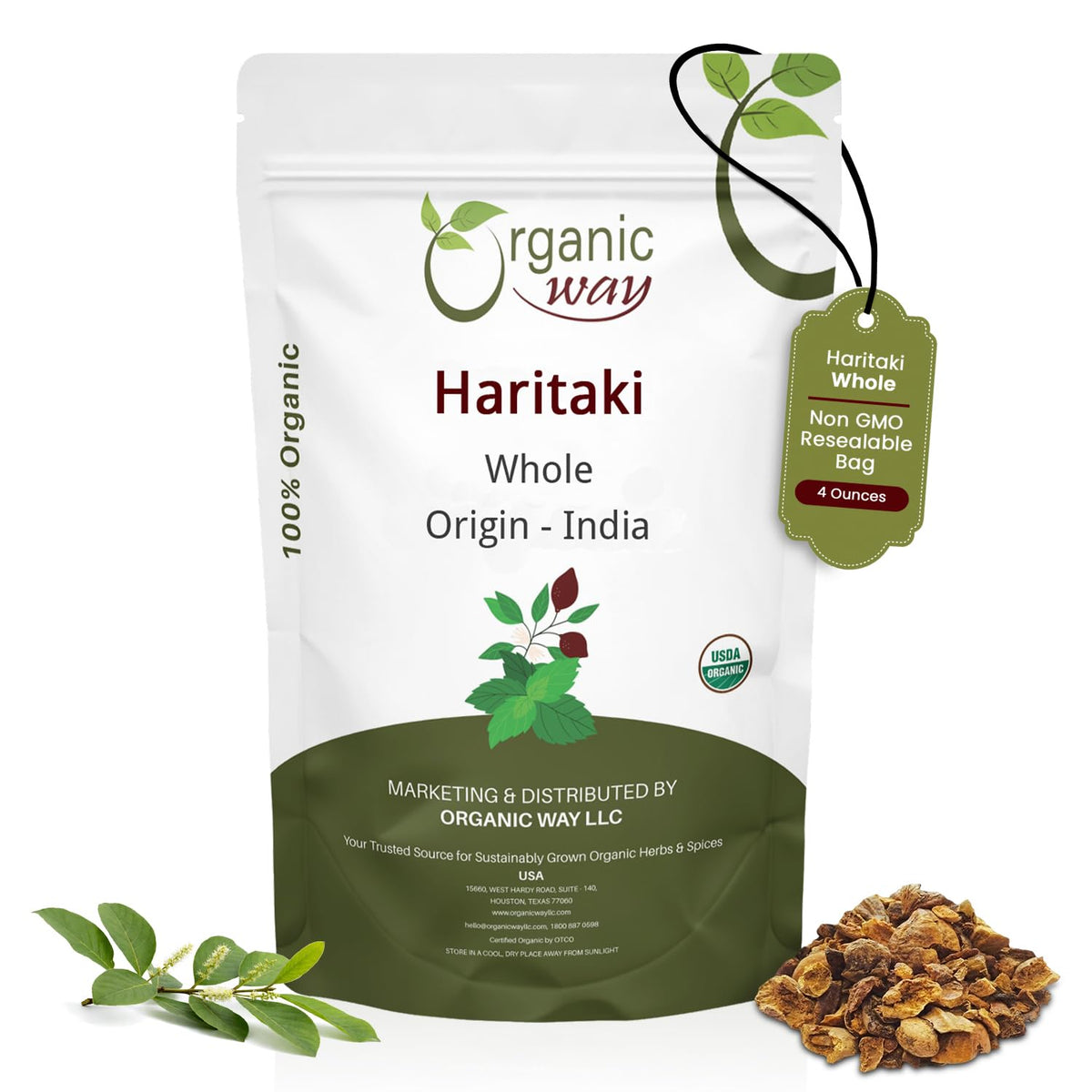 Haritaki entier d'Organic Way 109g vue de face avec étiquette