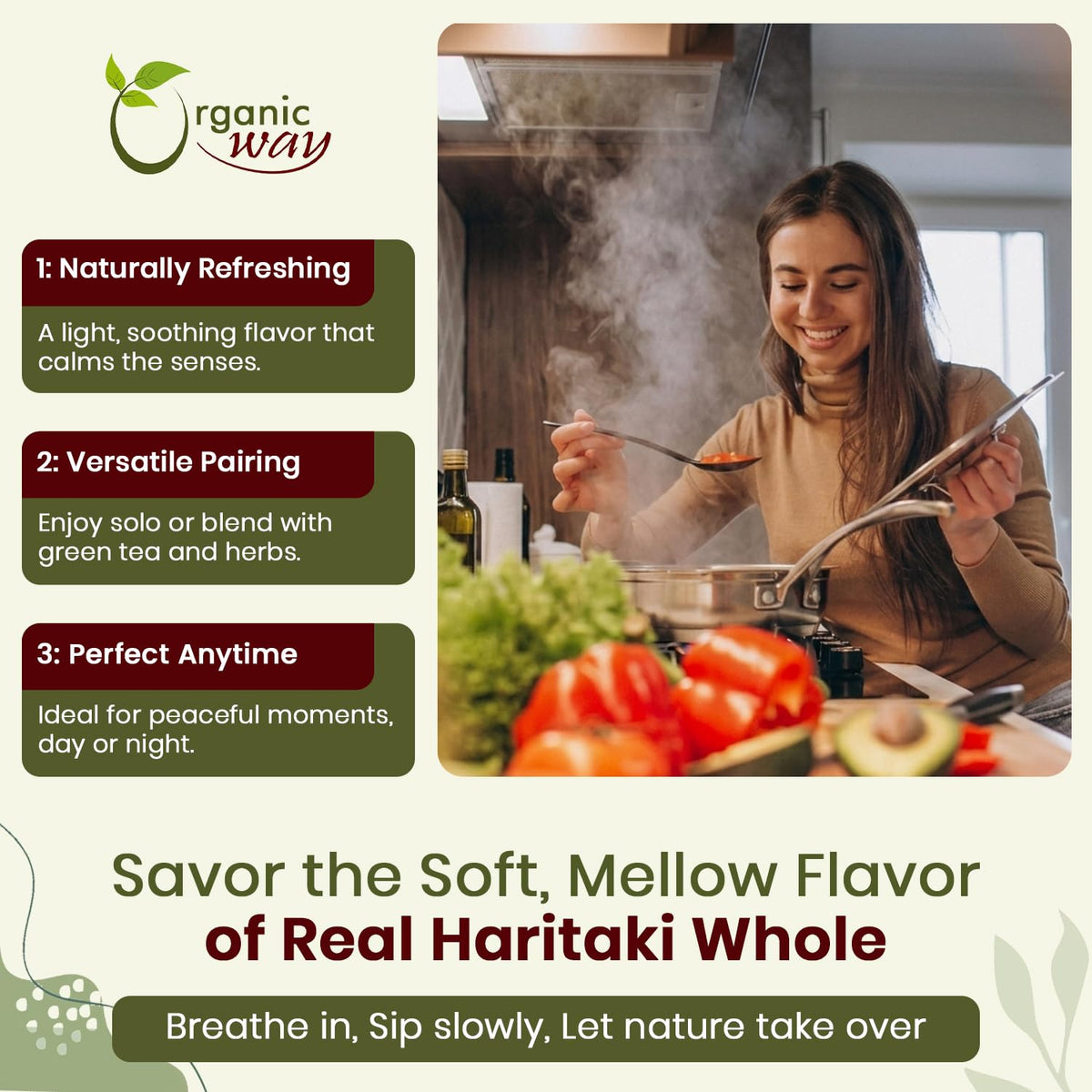Haritaki entier dans une cuisine, prêt à être utilisé