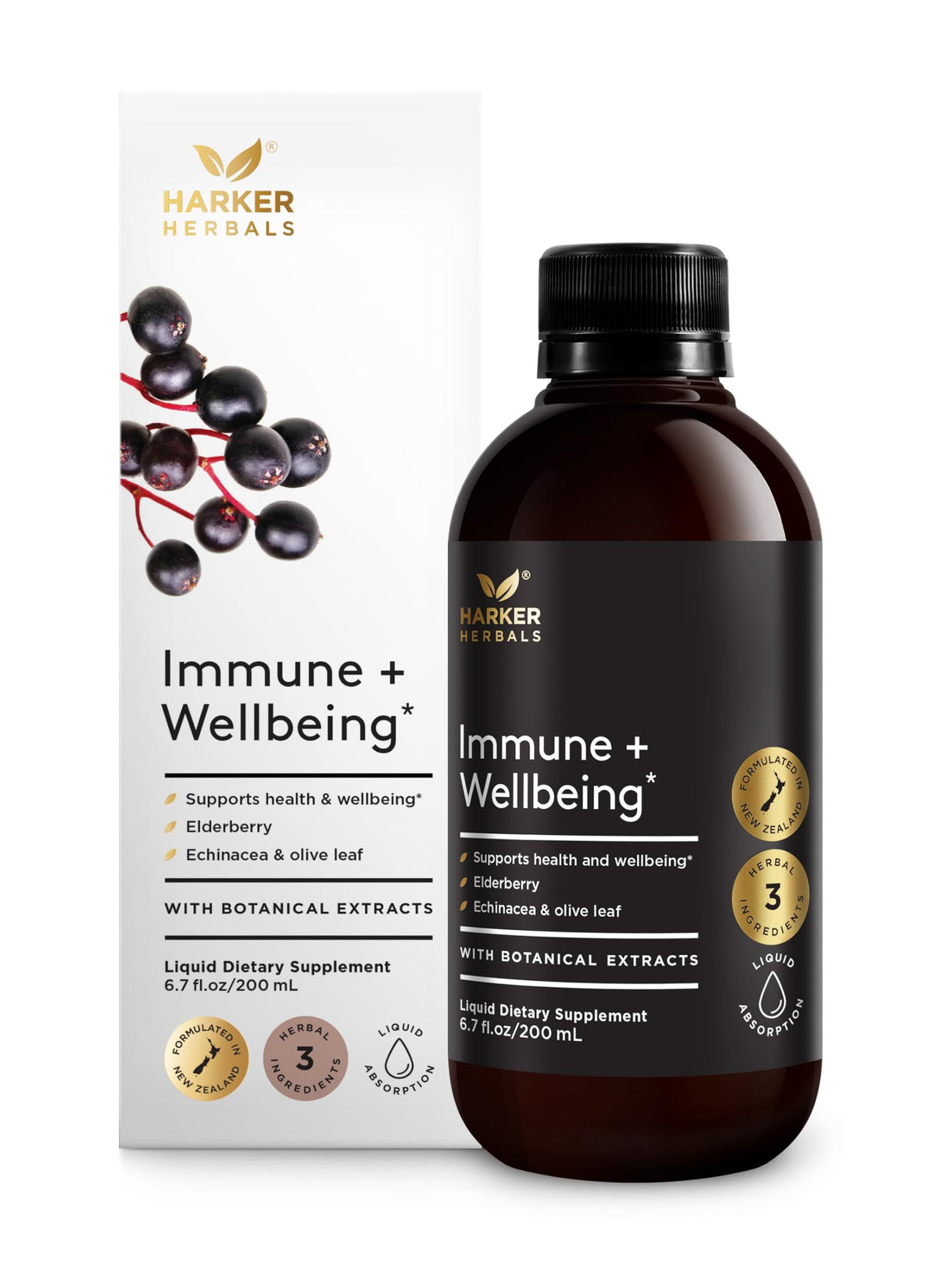 Harker Herbals Sirop Bien-Être 200 ml vue avant avec étiquette