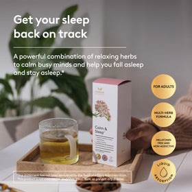 Harker Herbals Sirop Calm & Sleep 200ml - flacon sur une table