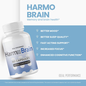Harmobrain Capsules d'IDEAL PERFORMANCE, contenu de la boîte en vue aérienne