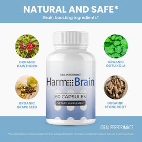 Harmobrain Capsules d'IDEAL PERFORMANCE, détails des ingrédients sur l'emballage