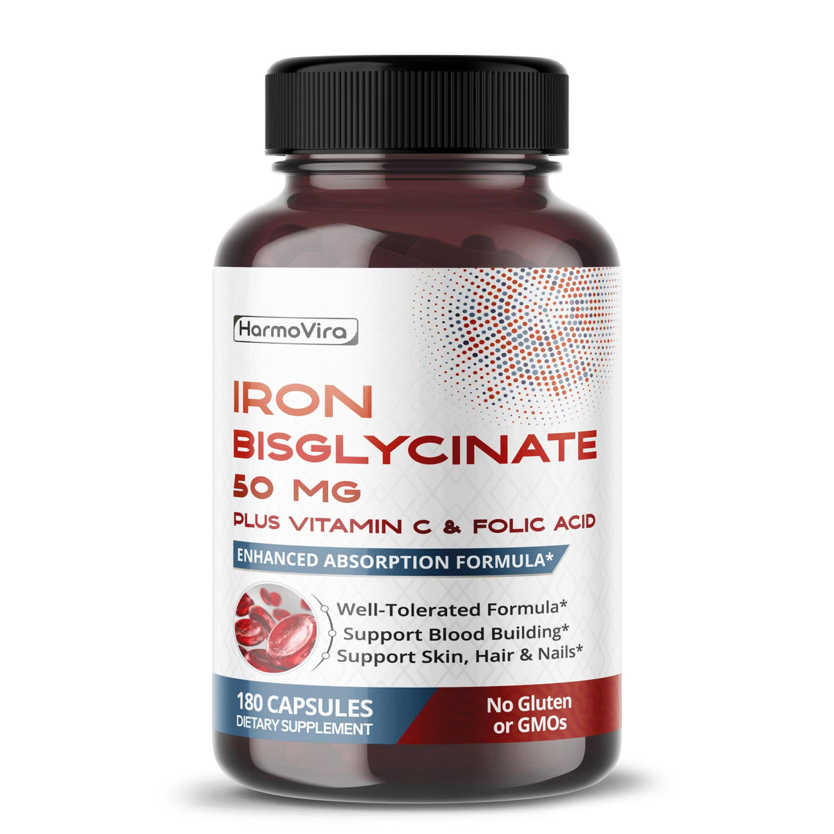 HarmoVira Fer Bisglycinate 50 mg flacon de 180 capsules
