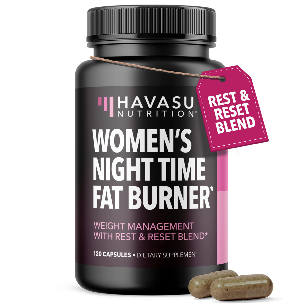 HAVASU NUTRITION Brûleur de Graisse Nocturne pour Femmes 120 Comprimés vue de face