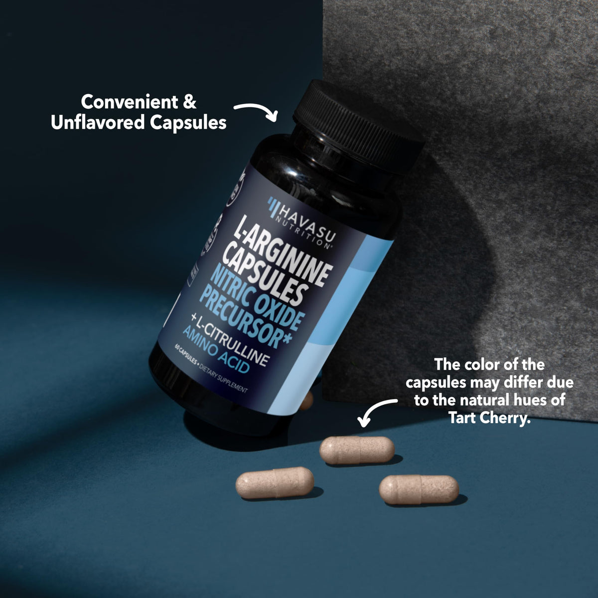 HAVASU NUTRITION L-Arginine et L-Citrulline 1200mg capsules en gros plan