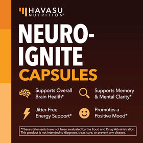 HAVASU NUTRITION NeuroIGNITE flacon ouvert montrant les gélules