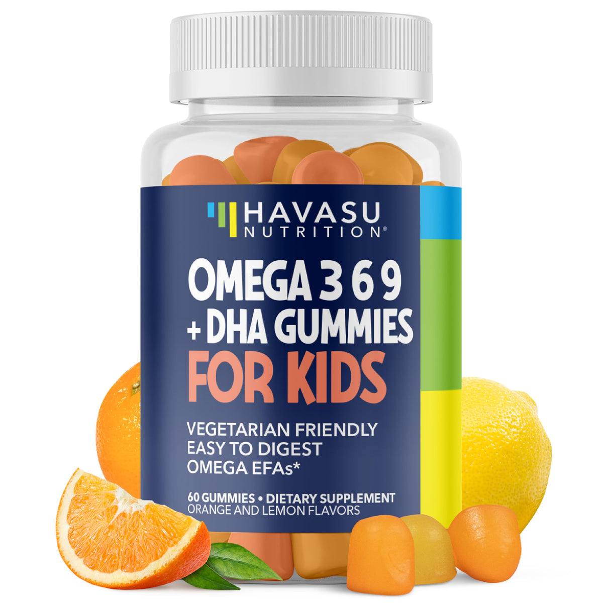 HAVASU NUTRITION Omega Gummies pour Enfants 60ct pot vue avant