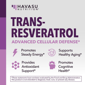 HAVASU NUTRITION Resveratrol 500mg 120 Capsules - Nutritional information