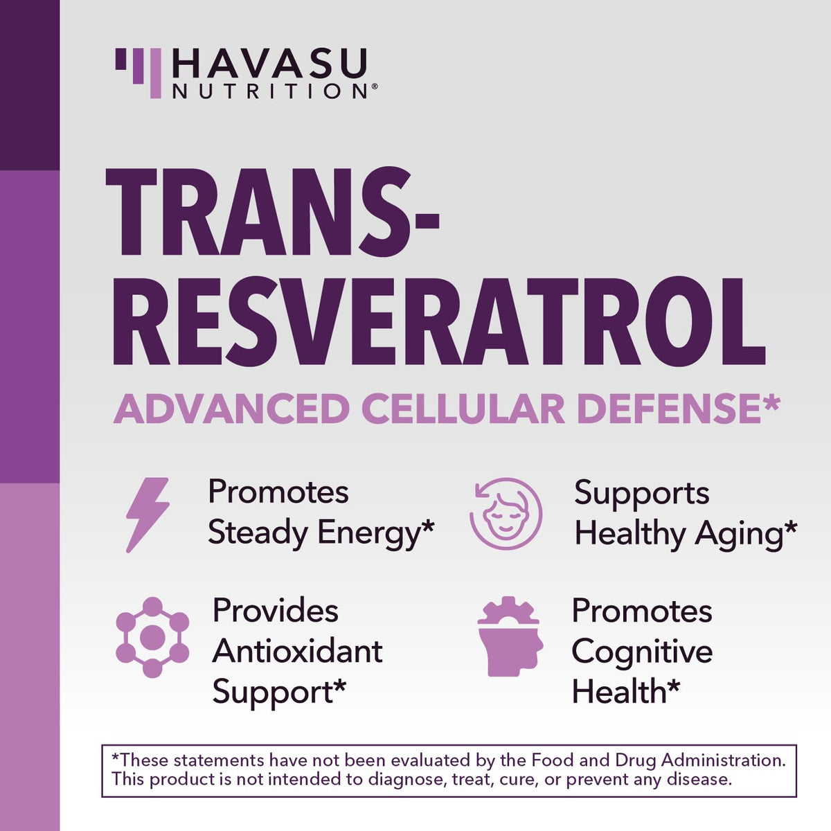 HAVASU NUTRITION Resveratrol 500mg gélules végétales, emballage avec étiquettes